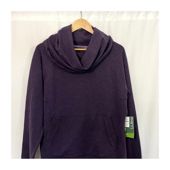 NWT L.L. Bean Cozy Cowl Neck Pullover Sweater in Purple Heather - Picture 3 of 10